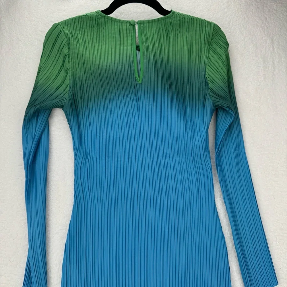 NWT Arthur Dress TDRS2201_27BGO Blue Green Long Sleeve Textured US 4 - Picture 11 of 15